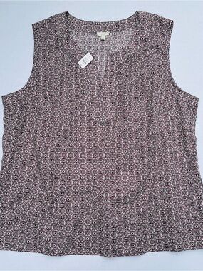 Talbots Women Multicolor Cotton Sleeveless Pullover Summer Blouse Top  size 2X